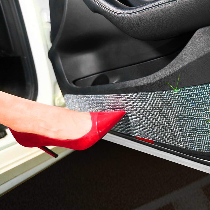 eing Bling 4 Pcs Universal Car Door Kicking Protection Stickers (2 Front Door and 2 Back Seat) White - Image 1